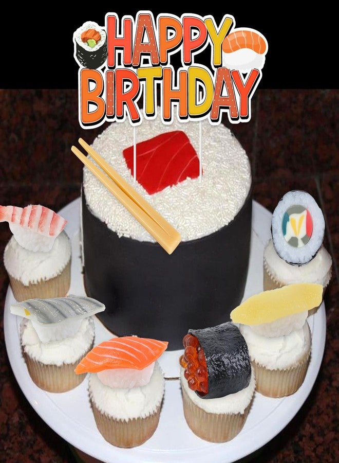 CORNER LACE Sushi Theme Cake Decorations - Sushi Chopsticks Cake Figurines Cupcake Toppers Dessert Picks, Sushi Food Theme Birthday Party Celebration Photo Props - Image 4
