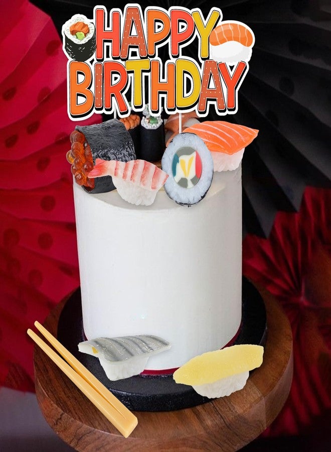 CORNER LACE Sushi Theme Cake Decorations - Sushi Chopsticks Cake Figurines Cupcake Toppers Dessert Picks, Sushi Food Theme Birthday Party Celebration Photo Props - Image 2
