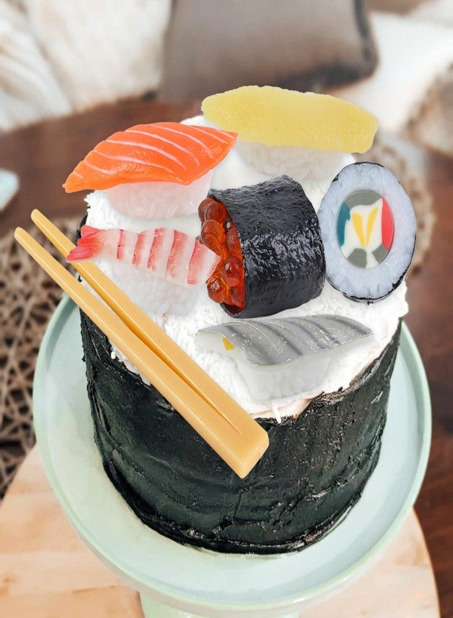 CORNER LACE Sushi Theme Cake Decorations - Sushi Chopsticks Cake Figurines Cupcake Toppers Dessert Picks, Sushi Food Theme Birthday Party Celebration Photo Props - Image 3