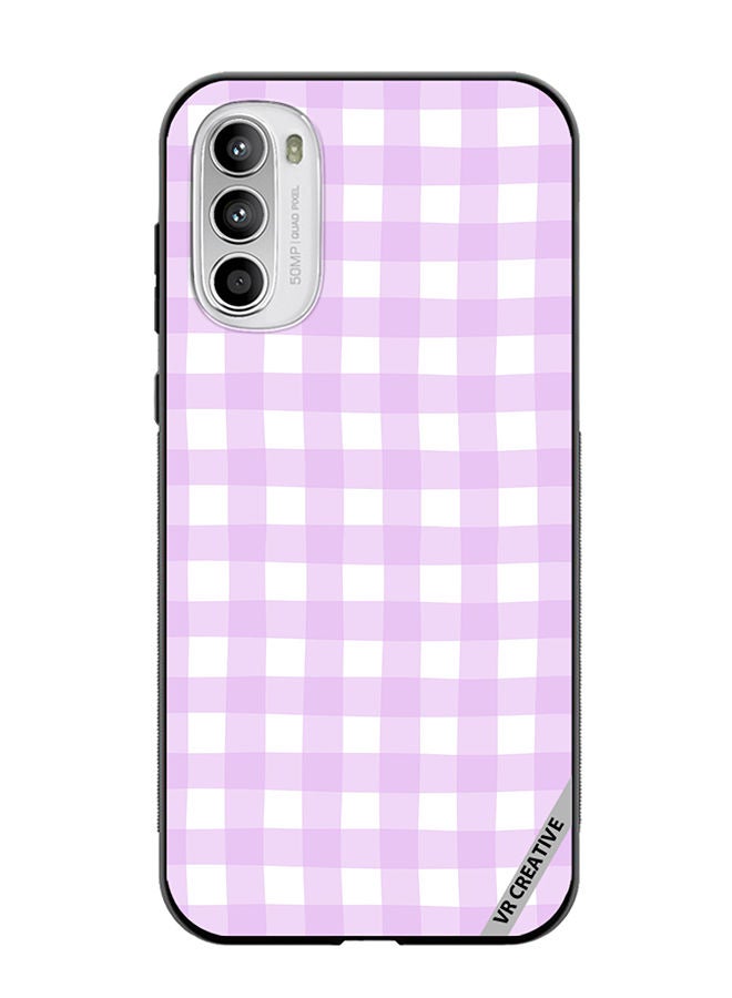 VR CREATIVE Protective Case Cover For Motorola Moto G82 Classic Checkered Plaid Purple Seamless Pattern Design Multicolour - Image 1