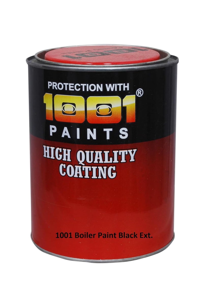 1001 1001 BOILER PAINT EXTERIOR BLACK I Heat Resistance Paint I for use in Furnaces, Space Heaters, Steam Piping Systems and Radiators, Machinery Parts etc 1 Ltr  - Image 1