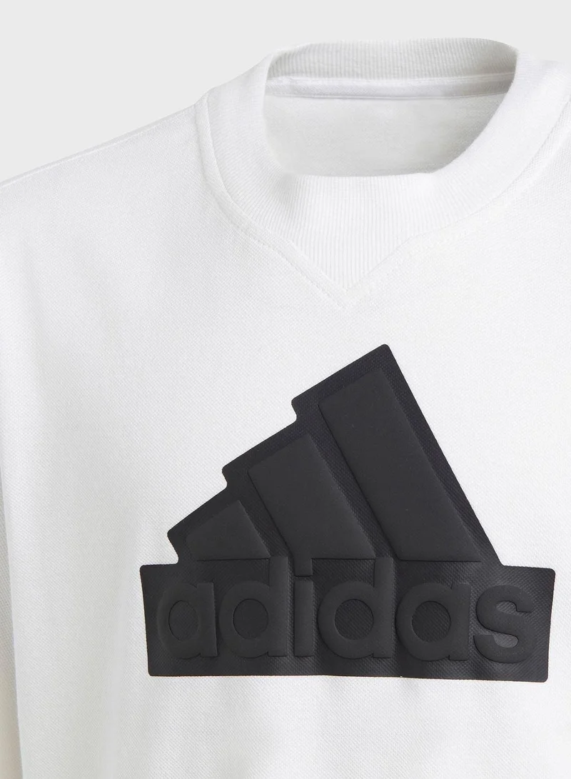 Adidas U Fi Logo T White Training T-Shirts 7-8Y