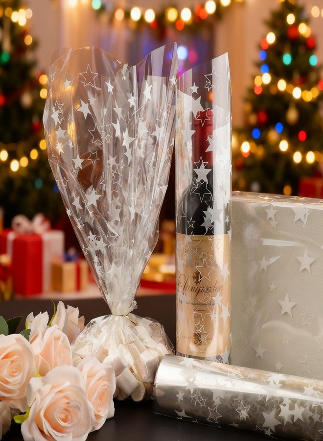 Motroce Clear Cellophane Wrap Roll, 65.6 Ft x 33 In White Star Florist Paper Wrapper, Transparent 3Mil Thicker Cellophane Roll, Gift Baskets Wrap Cellophane Film for Gifts, Flowers, Christmas Wrapping - Image 5