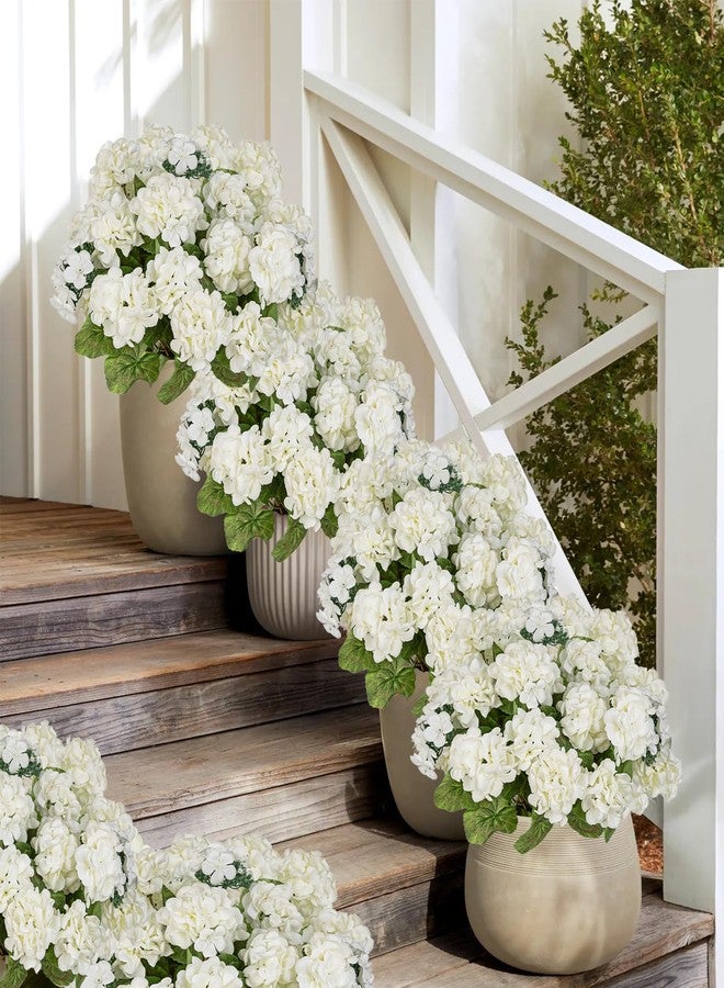 Briful White Geranium Artificial Flowers Realistic for Outdoor 15.7’’ Extra Full UV Resistant Faux Geranium Flowers, 6 Bundles Geraniums for Home Front Porch, Planters, Window Boxes & Indoor Decor - Image 4