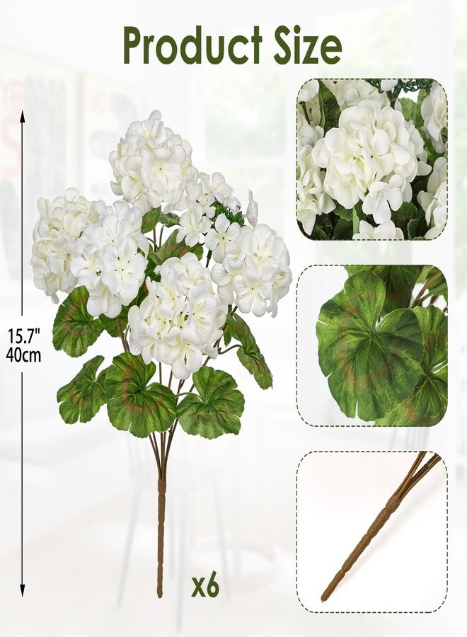 Briful White Geranium Artificial Flowers Realistic for Outdoor 15.7’’ Extra Full UV Resistant Faux Geranium Flowers, 6 Bundles Geraniums for Home Front Porch, Planters, Window Boxes & Indoor Decor - Image 5