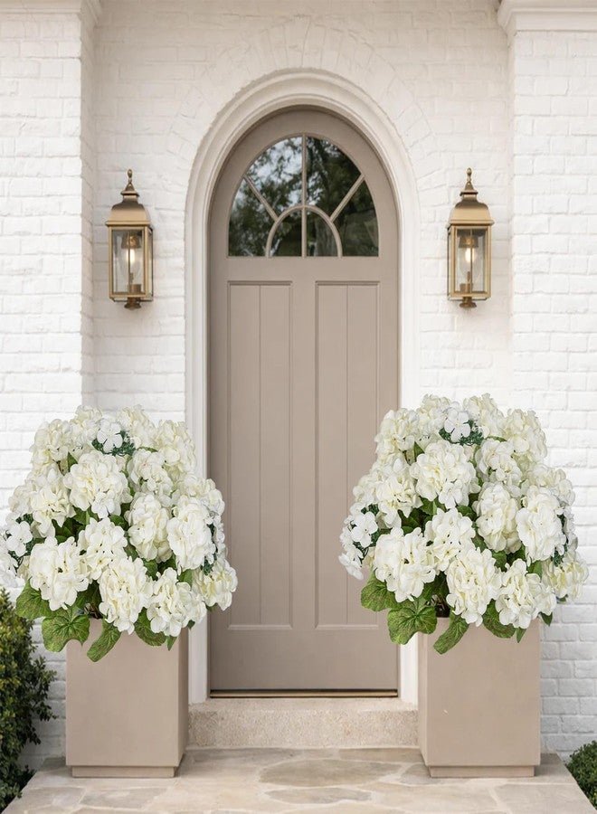Briful White Geranium Artificial Flowers Realistic for Outdoor 15.7’’ Extra Full UV Resistant Faux Geranium Flowers, 6 Bundles Geraniums for Home Front Porch, Planters, Window Boxes & Indoor Decor - Image 2