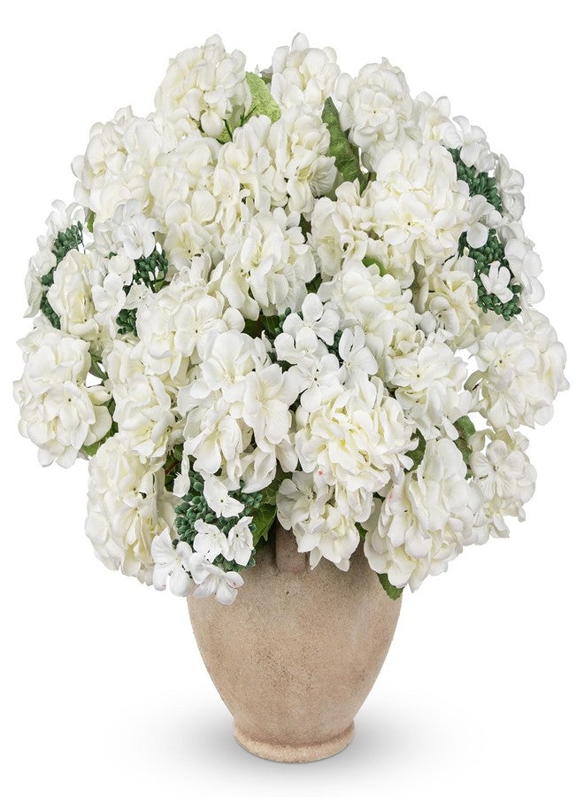 Briful White Geranium Artificial Flowers Realistic for Outdoor 15.7’’ Extra Full UV Resistant Faux Geranium Flowers, 6 Bundles Geraniums for Home Front Porch, Planters, Window Boxes & Indoor Decor - Image 1