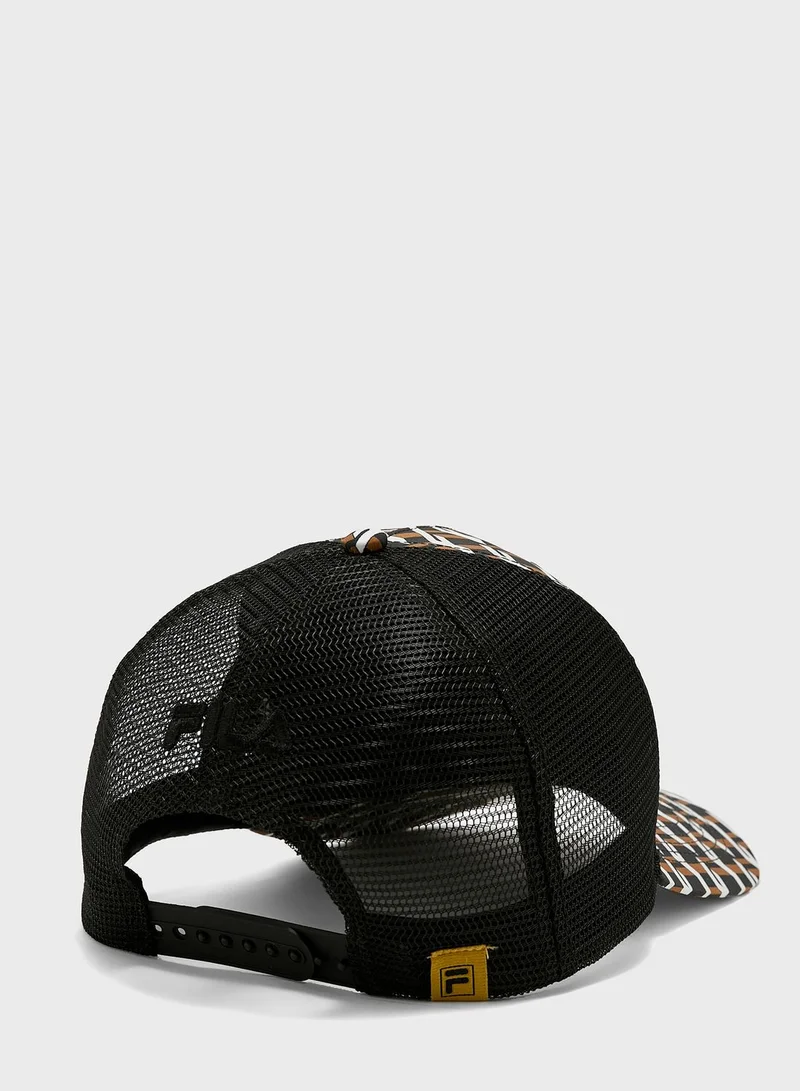 FILA Gold F-Box Log Reversible Monogram Baseball Cap