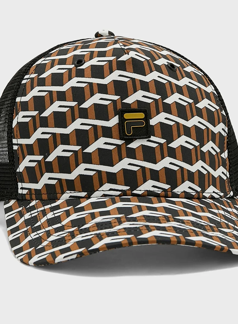 FILA Gold F-Box Log Reversible Monogram Baseball Cap