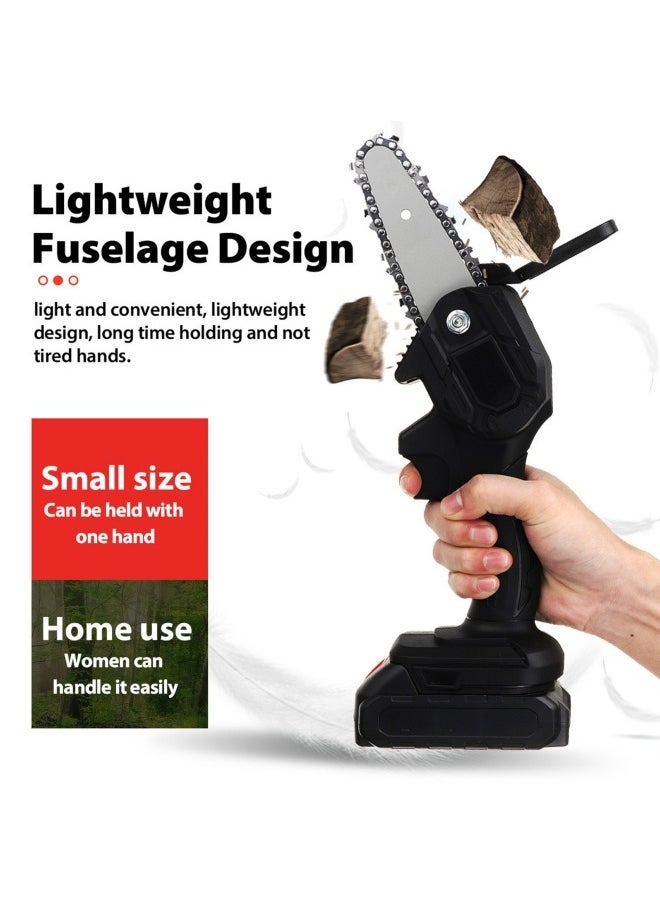 Mini Chainsaw Electric Handheld Chainsaw 6 Inch Cordless Chain Saw Battery Powered Pruning Shears Chainsaw with 2 21V Rechargeable Battery 2 Chains for Wood Cutting Branch Tree Trimming Gardening