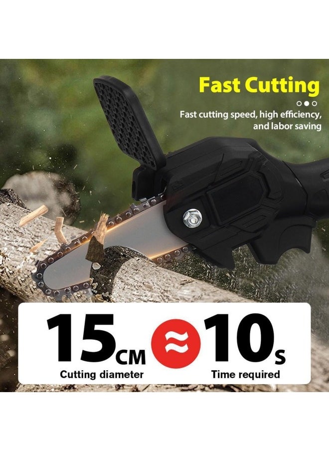 Mini Chainsaw Electric Handheld Chainsaw 6 Inch Cordless Chain Saw Battery Powered Pruning Shears Chainsaw with 2 21V Rechargeable Battery 2 Chains for Wood Cutting Branch Tree Trimming Gardening