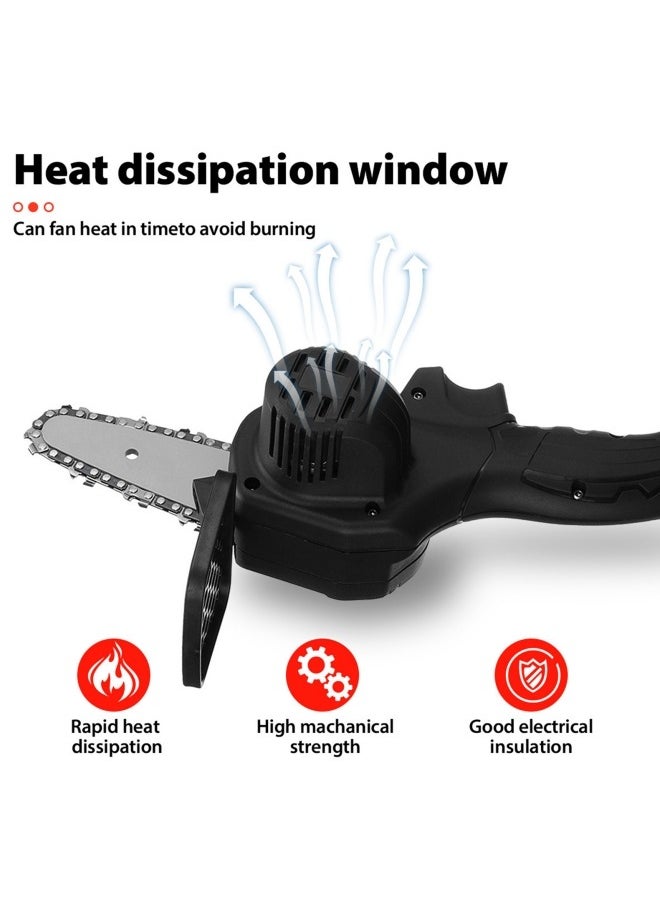 Mini Chainsaw Electric Handheld Chainsaw 6 Inch Cordless Chain Saw Battery Powered Pruning Shears Chainsaw with 2 21V Rechargeable Battery 2 Chains for Wood Cutting Branch Tree Trimming Gardening