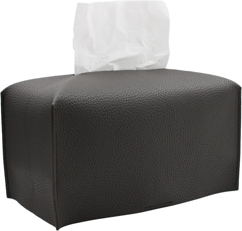 Livelab Tissue Box Cover, Rectangular Modern Decorative PU Leather Tissue Box Case Organizer Holder for Vanity Countertop, Night Stands, Livingroom, Office Desk & Car 9.5X5X5'' | Dark Gray - Image 1