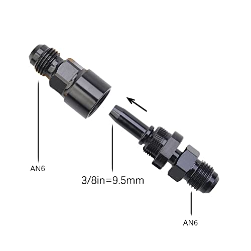 CNRAQR 6AN Male To 3/8" Quick-Disconnect Female EFI Fitting Aluminum Black 2Pcs - Image 2