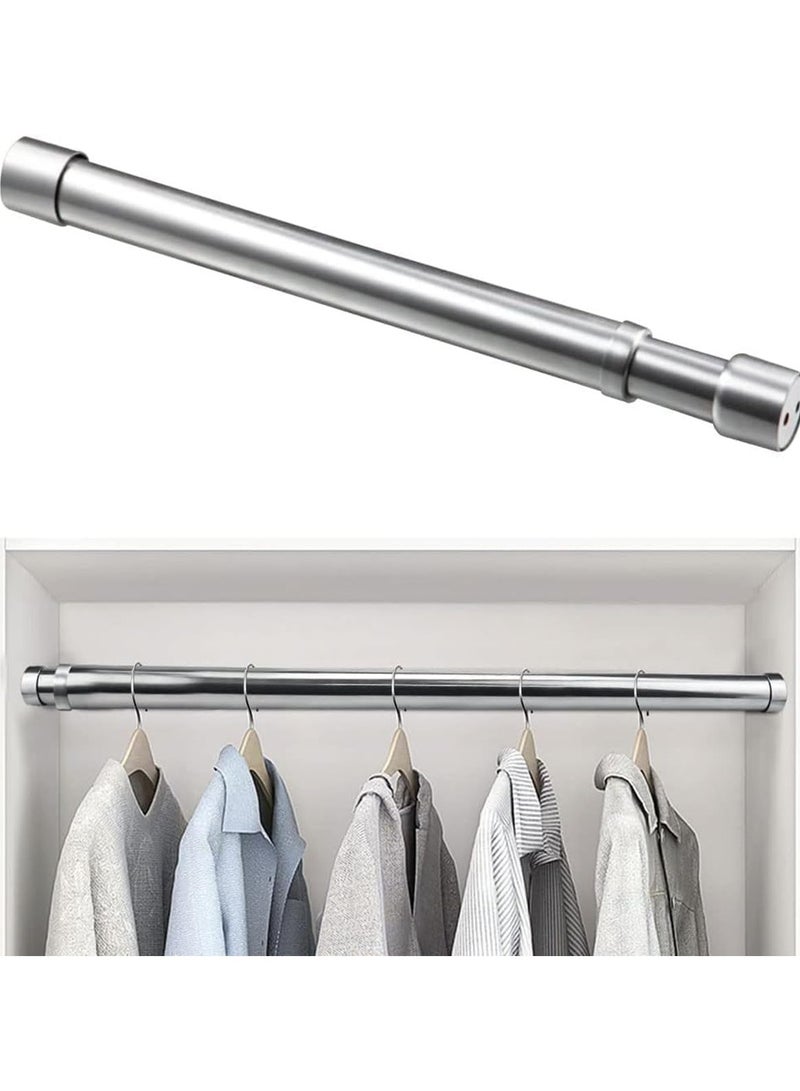 Stainless Steel Extendable Adjustable Wardrobe Hanging Rod, Heavy Duty Round Extensible Closet Bar with End Sockets (47-80cm） - Image 1