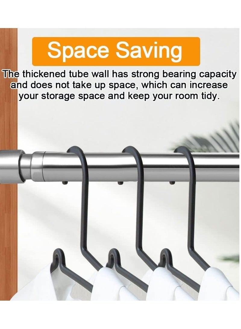Stainless Steel Extendable Adjustable Wardrobe Hanging Rod, Heavy Duty Round Extensible Closet Bar with End Sockets (47-80cm） - Image 3