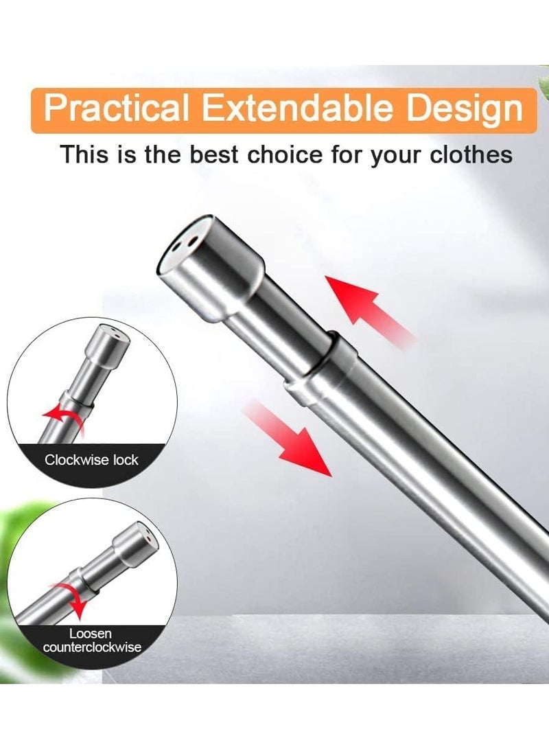 Stainless Steel Extendable Adjustable Wardrobe Hanging Rod, Heavy Duty Round Extensible Closet Bar with End Sockets (47-80cm） - Image 4