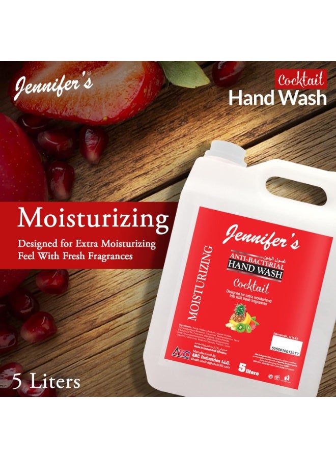 Jennifer's Hand Wash Cocktail 5 Liters -Extra Moisturizing, Cleanses & Protects,Kills 99.9% Germs, Hydrating Formula, Refreshing Scent - Image 5