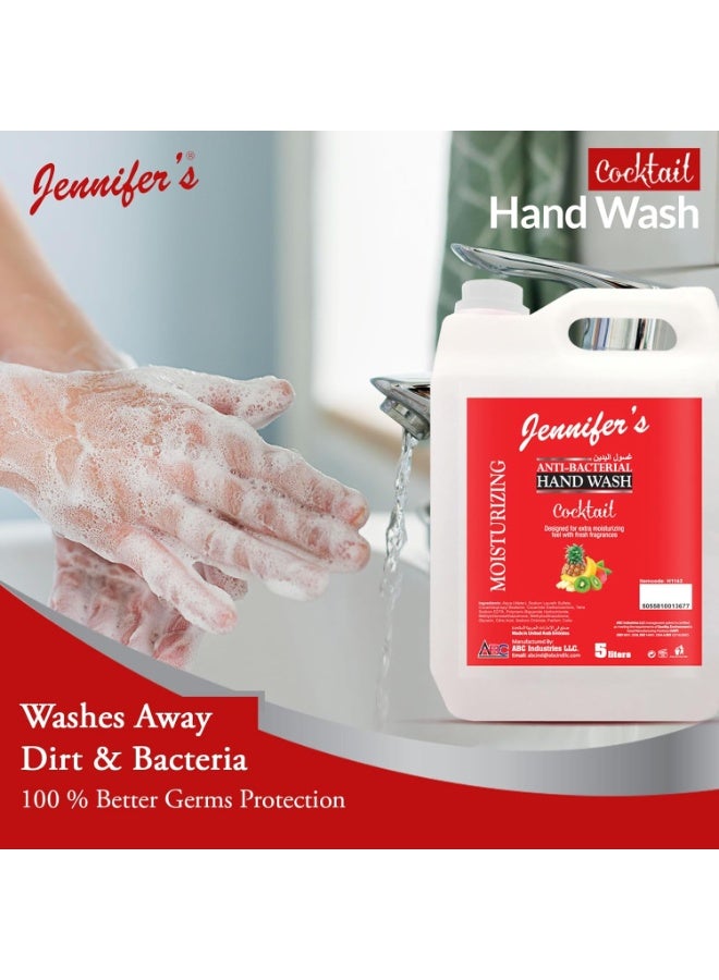 Jennifer's Hand Wash Cocktail 5 Liters -Extra Moisturizing, Cleanses & Protects,Kills 99.9% Germs, Hydrating Formula, Refreshing Scent - Image 3