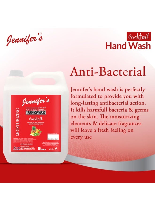 Jennifer's Hand Wash Cocktail 5 Liters -Extra Moisturizing, Cleanses & Protects,Kills 99.9% Germs, Hydrating Formula, Refreshing Scent - Image 4