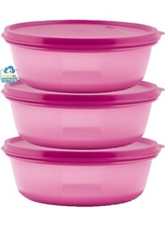 Tupperware Refrigerator Storage Container 600 ml Set of 3 Pink (Three Şekerpare) 
