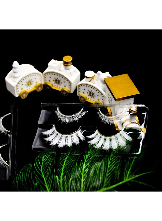 AUGENLI Halloween White False Lashes Extension Tools Japanese Anime Cosplay Natural Makeup Looking Masquerade Party Eye Lashes (01A) - Image 4