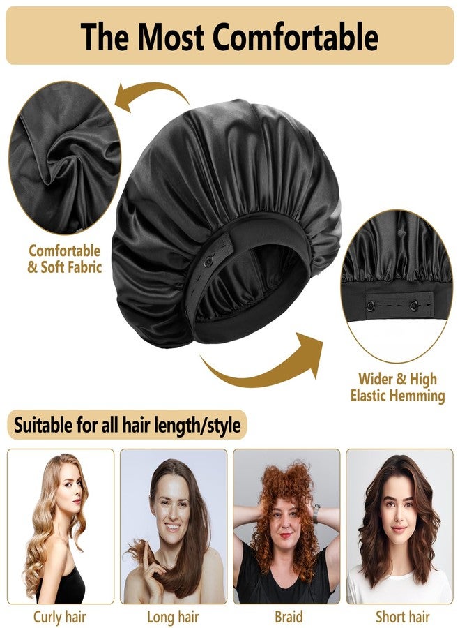 WINSTECK Silk Bonnet for Sleeping, Satin Hair Bonnets, Extra Large & Adjustable Hem & Double Layer Silk Hair Wrap for Women, Comfortable Wide Soft Band, Stay on All Night - Image 2