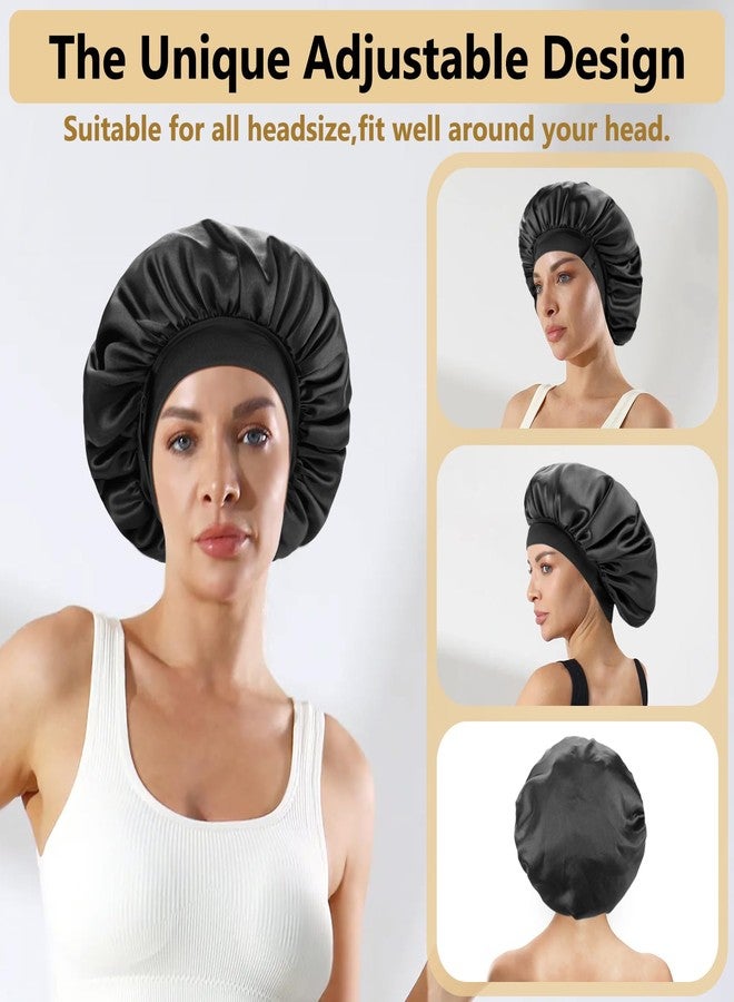 WINSTECK Silk Bonnet for Sleeping, Satin Hair Bonnets, Extra Large & Adjustable Hem & Double Layer Silk Hair Wrap for Women, Comfortable Wide Soft Band, Stay on All Night - Image 4