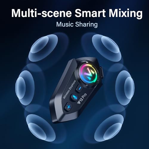 ELIKIDSTO Motorcycle Helmet Bluetooth Headset 2 Way Intercom 550 Yards,HIFI Sound,Noise Cancellation,Music Share,1000mAh,Helmet Speakers Headphones FM,Easy to Connect/Use with Gloves,Waterproof,Voice Assistant - Image 5