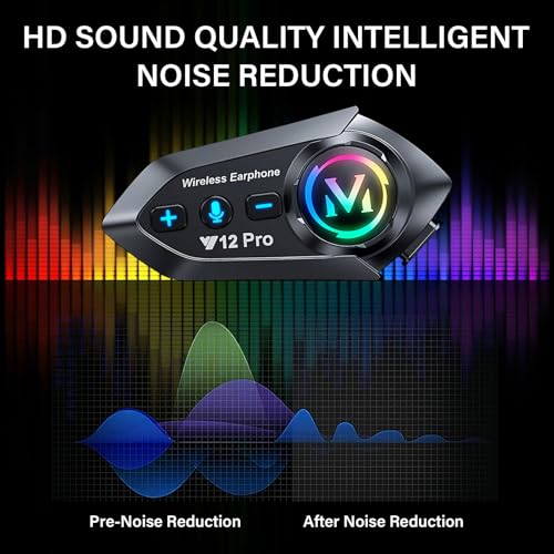 ELIKIDSTO Motorcycle Helmet Bluetooth Headset 2 Way Intercom 550 Yards,HIFI Sound,Noise Cancellation,Music Share,1000mAh,Helmet Speakers Headphones FM,Easy to Connect/Use with Gloves,Waterproof,Voice Assistant - Image 4