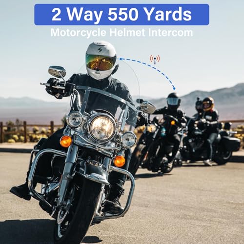 ELIKIDSTO Motorcycle Helmet Bluetooth Headset 2 Way Intercom 550 Yards,HIFI Sound,Noise Cancellation,Music Share,1000mAh,Helmet Speakers Headphones FM,Easy to Connect/Use with Gloves,Waterproof,Voice Assistant - Image 2