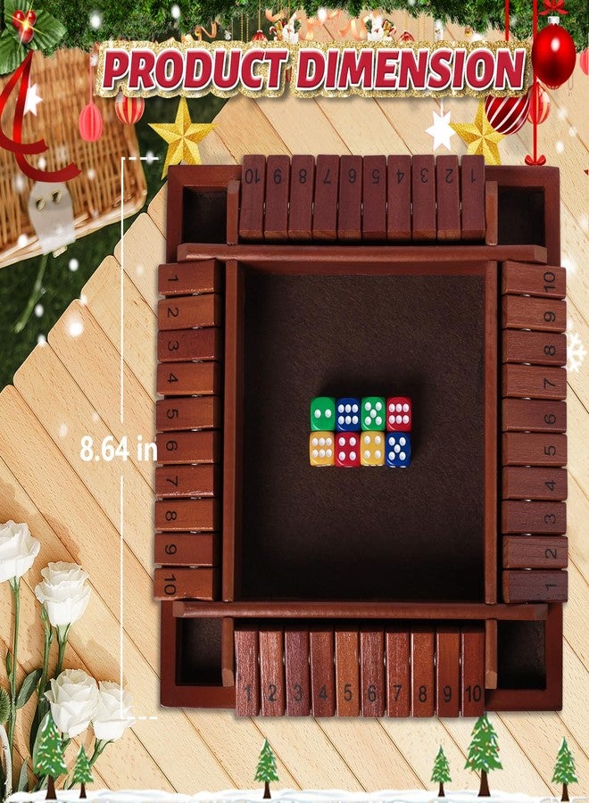 Nicecho Shut The Box Dice Game,2-4 Player Family Wooden Board Table Math Games for Adults and Kids, 8 Dices Classics Games for Classroom,Home,Party or Pub - Brown - Image 2