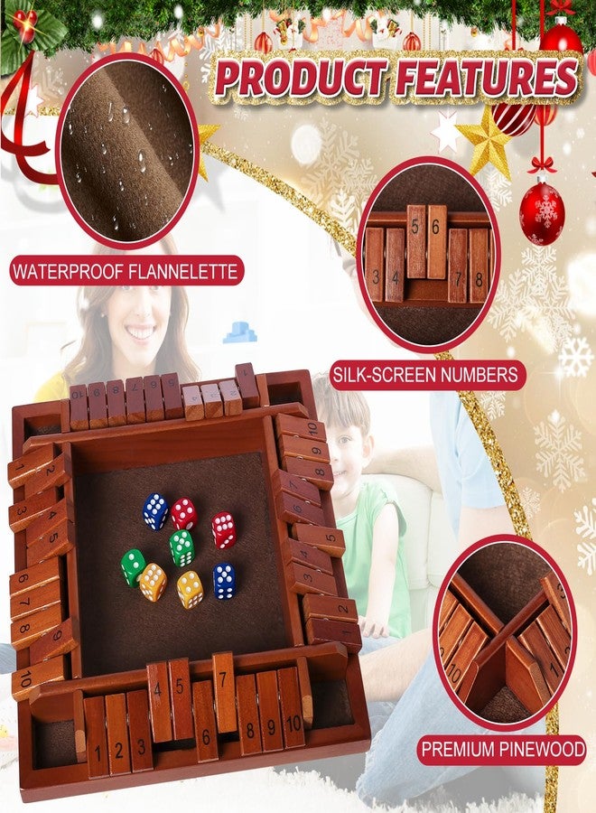 Nicecho Shut The Box Dice Game,2-4 Player Family Wooden Board Table Math Games for Adults and Kids, 8 Dices Classics Games for Classroom,Home,Party or Pub - Brown - Image 3