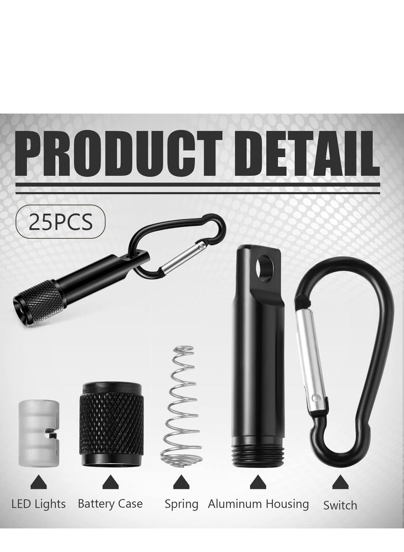 SYOSI 25 Pack Mini LED Keychain Flashlight Mini Keychain Flashlights Bulk with Carabiner Pocket Keychain Flashlight High Lumen EDC Handheld Flashlight for Camping Hiking Outdoor Activity Black - Image 4