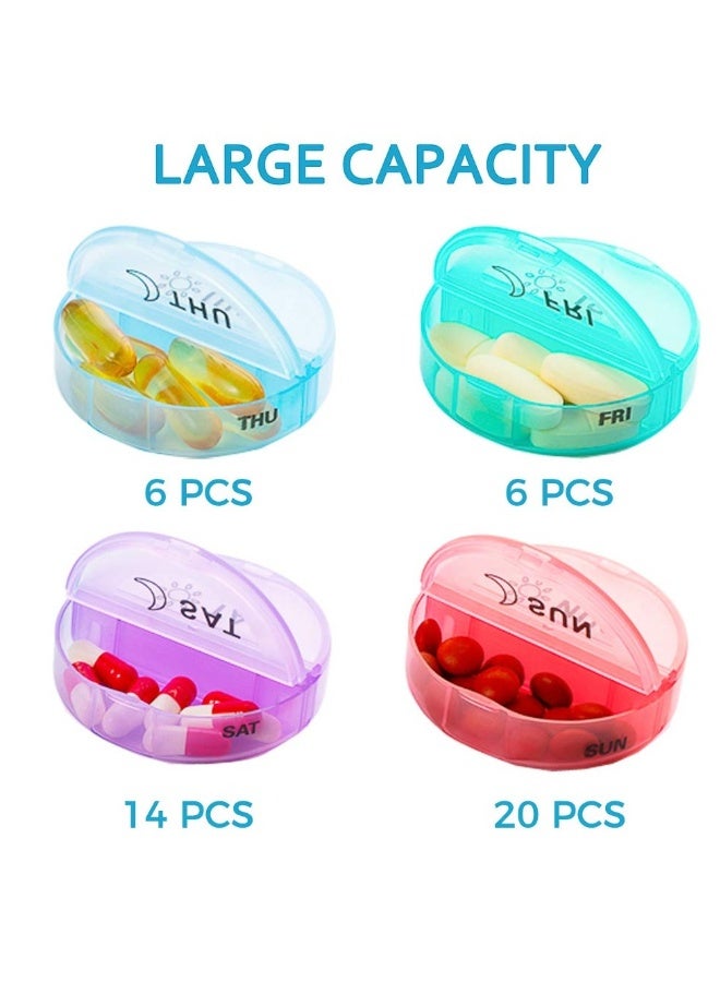 نيبمينينت منظم حبوب أسبوعي مرتين في اليوم، علبة حبوب دائرية محمولة للسفر لـ 7 أيام بأقسام واسعة، حقيبة من جلد PU، علبة حبوب محمولة للسفر للفيتامينات، الأدوية، زيوت السمك، والمكملات الغذائية - Image 3