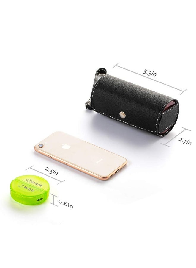 نيبمينينت منظم حبوب أسبوعي مرتين في اليوم، علبة حبوب دائرية محمولة للسفر لـ 7 أيام بأقسام واسعة، حقيبة من جلد PU، علبة حبوب محمولة للسفر للفيتامينات، الأدوية، زيوت السمك، والمكملات الغذائية - Image 2