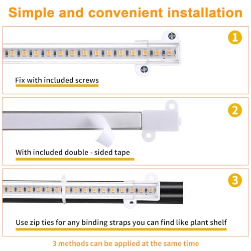 RWNTAO LED Grow Light Strips, Grow Lights for Indoor Plants Full Spectrum 3000K, Plant Light Bar with 3/9/12H Timer, 10 Dimmable Levels for Seedling Succulent,Best Match for Plant Shelf(3 Head×2 Pack) - Image 5
