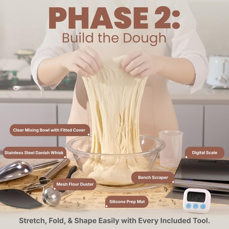 CraftZee Super Deluxe All-Inclusive ð—£ð—¥ð—˜ð— ð—œð—¨ð—  Sourdough Starter Kit with Pot - Sourdough Bread Baking Supplies, Scale, Oval & Round Baking Slings, 4 proofing Baskets, Bowl, Timer, Beginner Guide & Recipes - Image 4