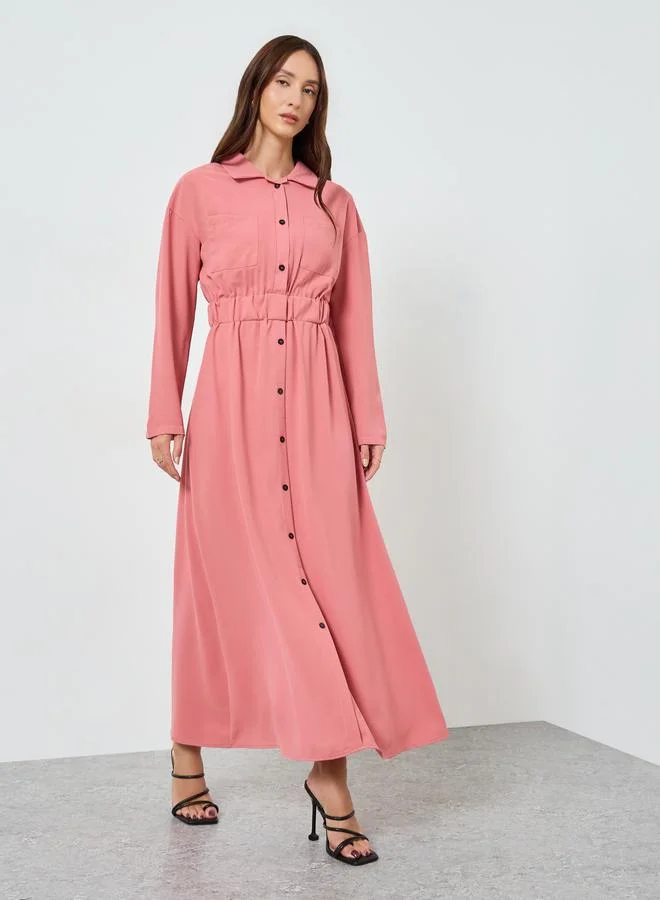 Take Two Women Button Front Collared Maxi Dress