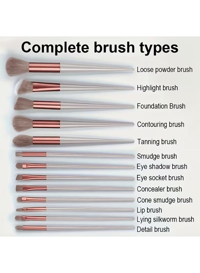 LANGMANNI 13pcs Professional Makeup Brush Set Soft Fur Beauty Eye Shadow Foundation Blush Cosmetic Brushes - Image 2