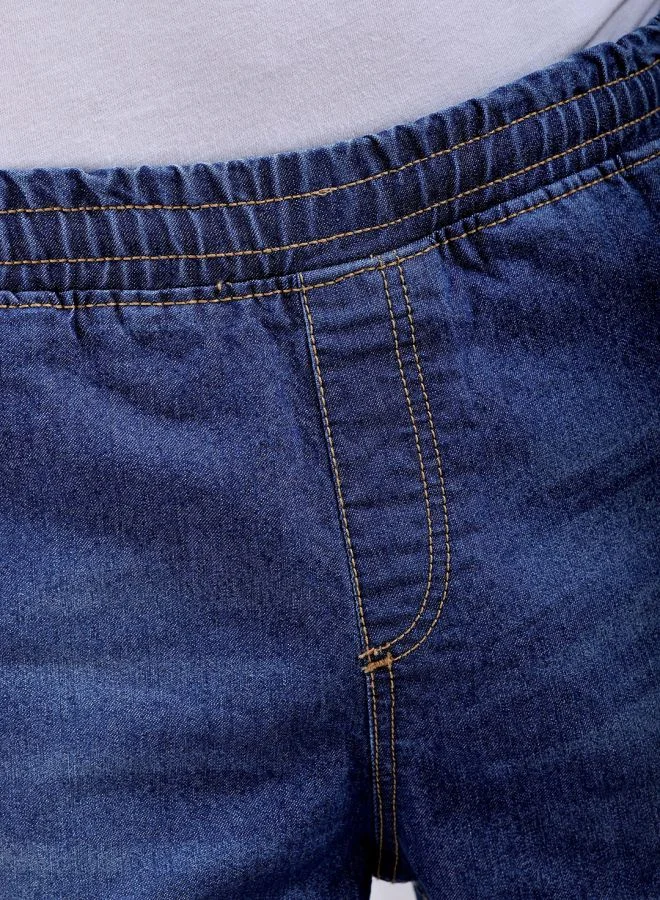 شركة المرآب الهندية Men Loose Fit Solid Mid-Rise Stretchable Denim Joggers