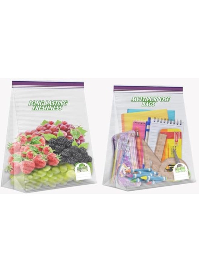 Shalimar Zip Lock Press Fit Reusable Bag – Combo Pack of 3 Boxes (Small + Medium + Large) – 45 Bags – Vegetable/Freeze/Multi-Purpose Storage Bags – Natural Color - Image 3