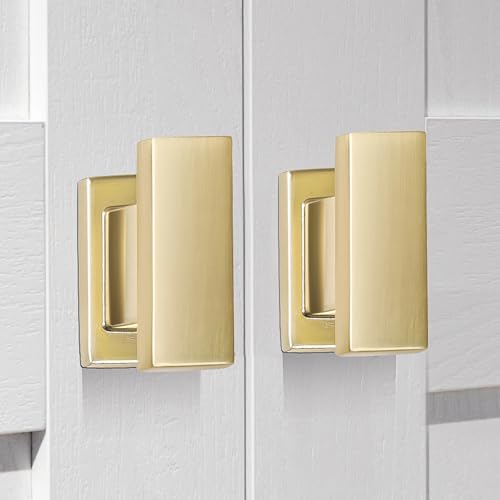 VEHCIL 10 Pack Square Brushed Gold Cabinet Knobs,Single Hole Cabinet Handles Gold Knobs for Cabinets and Drawers Cupboard Closet Bathroom Dresser Hardware,Solid Zinc Alloy - Image 1