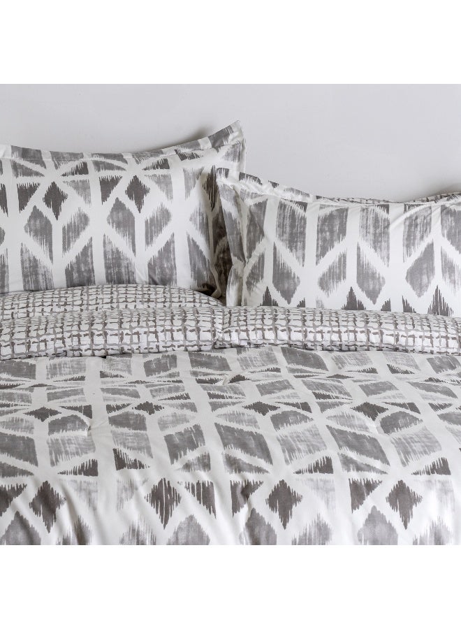 Cottage طقم لحاف سوبر كينج 6 قطع بطباعة شيفرون من الألياف الدقيقة، رمادي 250*260 سم - Image 2