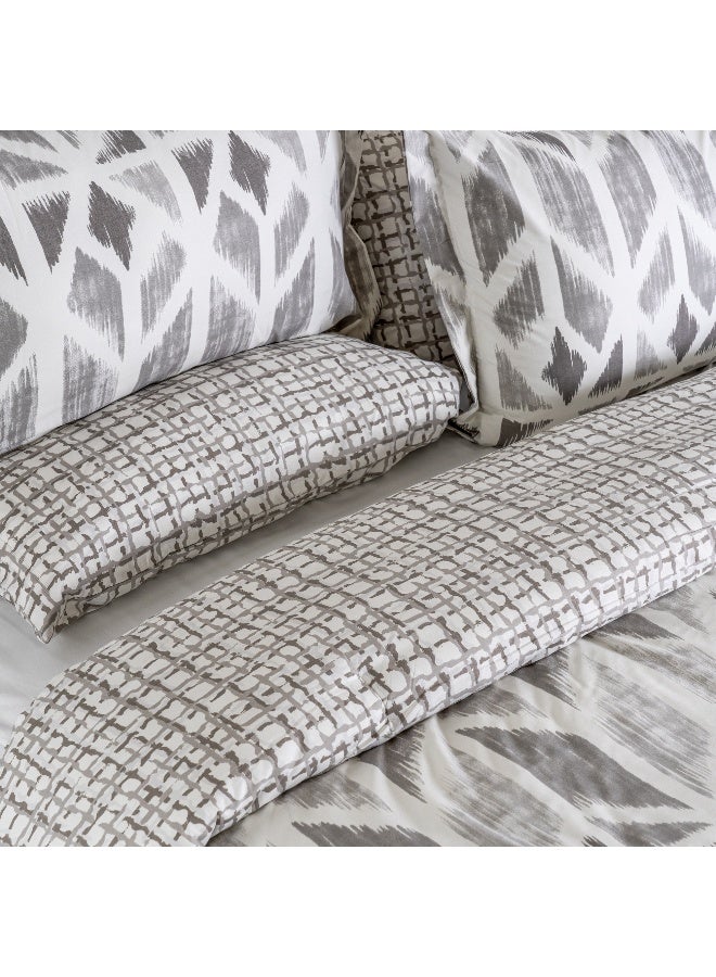 Cottage طقم لحاف سوبر كينج 6 قطع بطباعة شيفرون من الألياف الدقيقة، رمادي 250*260 سم - Image 3