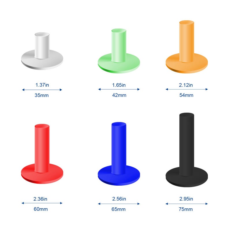 VIVIDLY Rubber Golf Tees for Mats & Driving Range & Golf Simulators - 6 Colors and 6 Sizes for Indoor Outdoor Backyard Home Office - Image 3