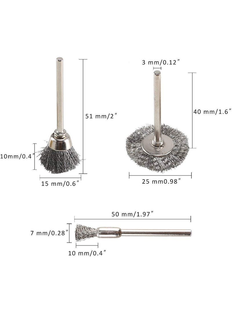 DIY Crafts DIY Crafts 20 PC Wire Brushes Set Steel Wheel Brushes DIY Tools for Dremel Accessories for Rotary Tools Fit DIY Tools for Dremel and Compatible Rotary Tools Design No 1 Pack Of 20 Pcs  - Image 3