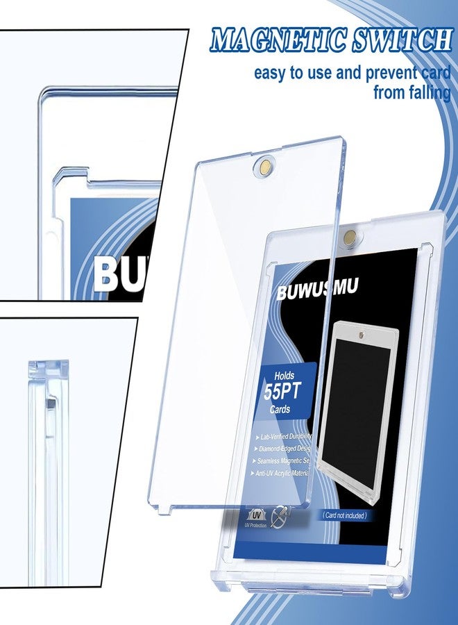 BUWUSMU 50 Pcs 55 Pt Acrylic Magnetic Card Holders(2.5 x 3.54 Inch), One Touch Card Holder Clear Card Protectors Hard Plastic Magnetic Card Case for Sports Baseball Trading Card Storing Displaying - Image 5