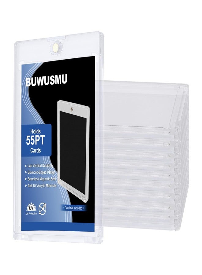 BUWUSMU 50 Pcs 55 Pt Acrylic Magnetic Card Holders(2.5 x 3.54 Inch), One Touch Card Holder Clear Card Protectors Hard Plastic Magnetic Card Case for Sports Baseball Trading Card Storing Displaying - Image 1