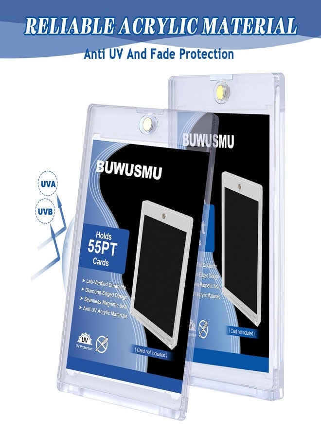 BUWUSMU 50 Pcs 55 Pt Acrylic Magnetic Card Holders(2.5 x 3.54 Inch), One Touch Card Holder Clear Card Protectors Hard Plastic Magnetic Card Case for Sports Baseball Trading Card Storing Displaying - Image 4